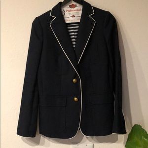 J Crew Navy Linen Nautical Blazer 0